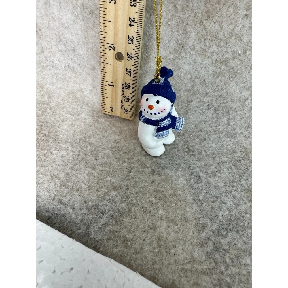 Snowman Gathering Mini Ornaments Set Ceramic Christmas Holiday‎ Collection
